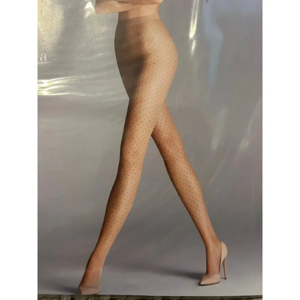 WOLFORD Nola Tights Pantyhose Size Small S New wPackage NWT Swiss Dot Gobi Multi